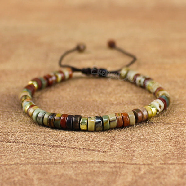 Natural Red Creek Jasper Stone Healing Calming Bracelet