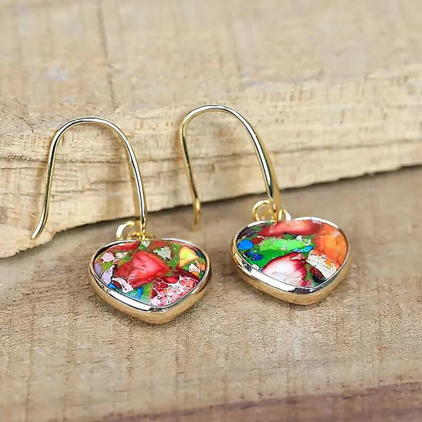 Natural Heart Stone Earrings