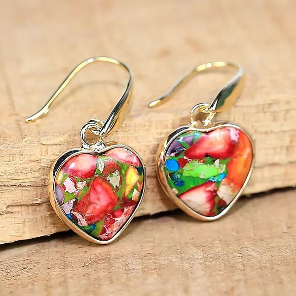 Natural Heart Stone Earrings