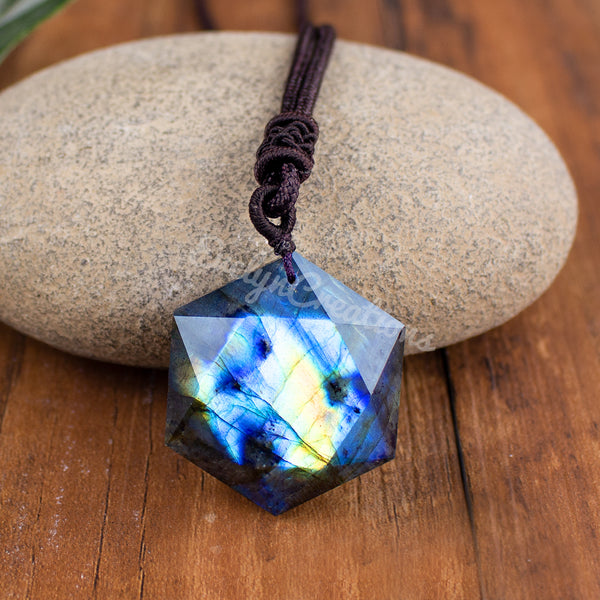 Labradorite Gemstone Dragons Heart Pendant Necklace