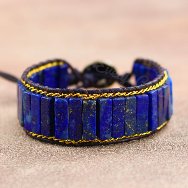 Natural Lapis Lazuli Stone Tube Bracelet