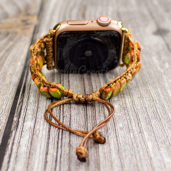 Natural Orange Gemstone Watch Band Strap for Apple