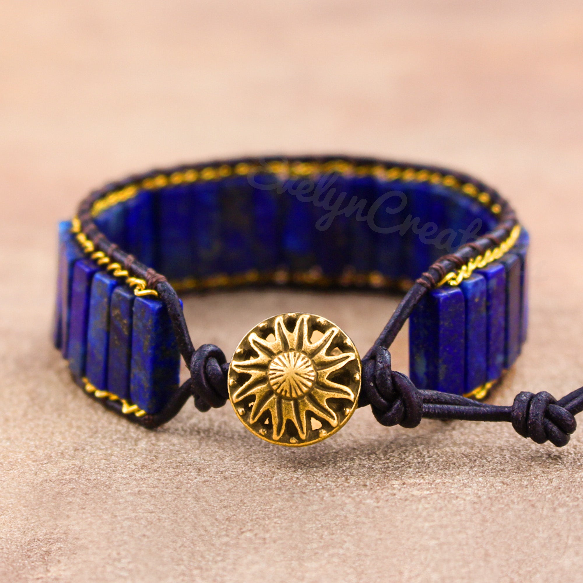 Natural Lapis Lazuli Stone Tube Bracelet