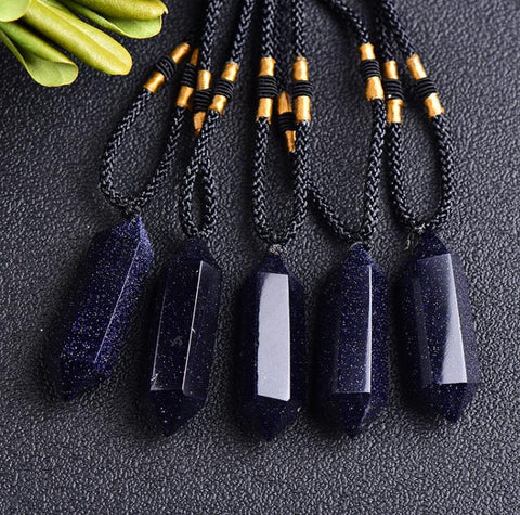 Blue Goldstone Pendant Necklace