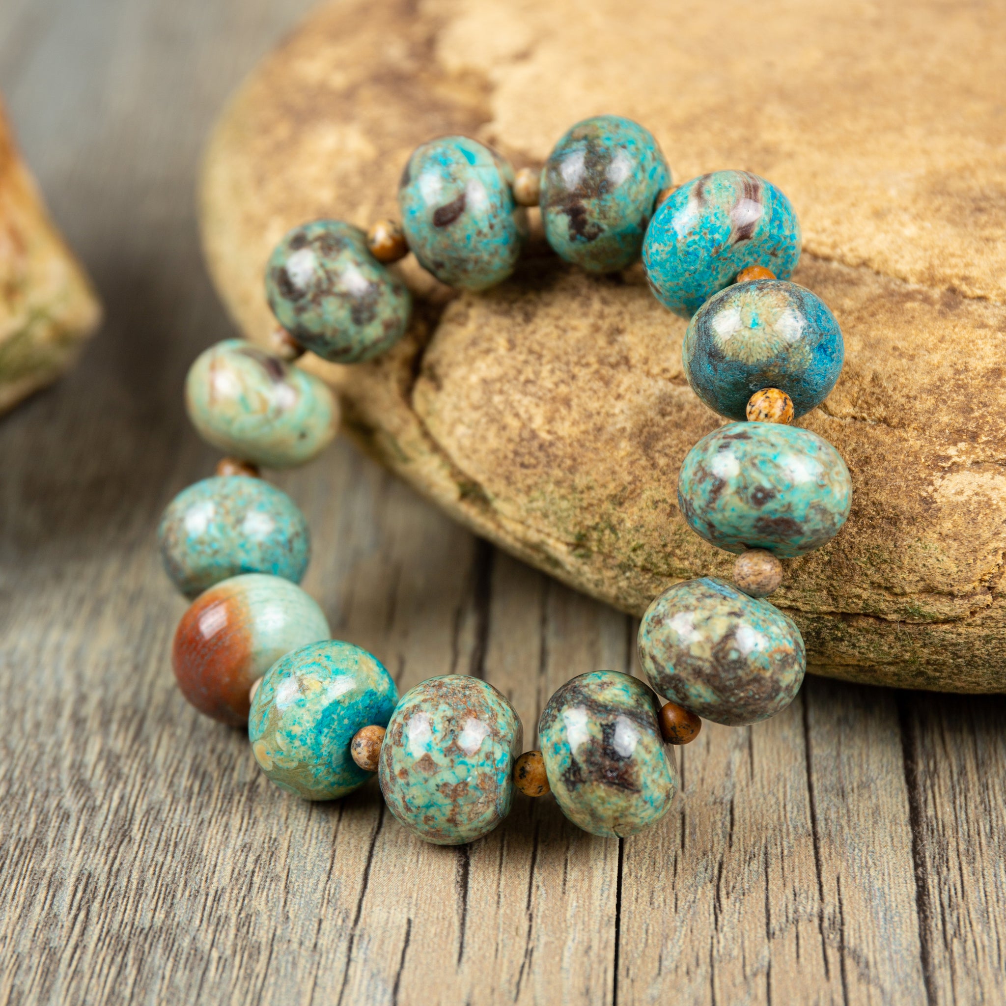 Blue Ocean Jasper Wrap Bracelet Healing Stone Yoga Bracelet