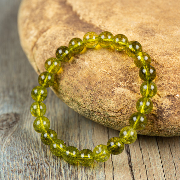 Green Peridot Olivine Crystal Quartz Stone Healing Bracelet