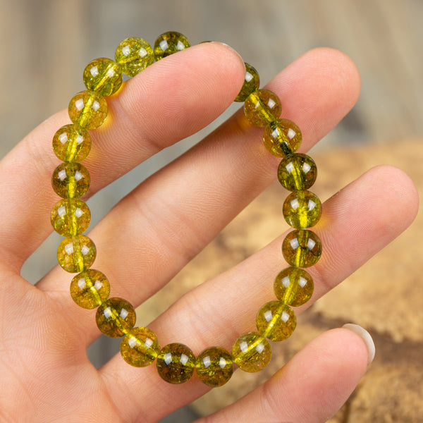 Green Peridot Olivine Crystal Quartz Stone Healing Bracelet