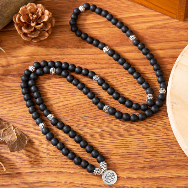Black Onyx 108 Mala Beads Stone Healing Inspirational Balancing Calm Bracelet