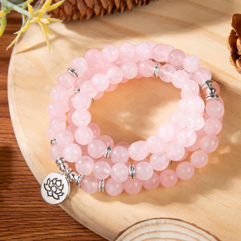 Rose Quartz 108 Mala Bead Stone Healing Inspirational Balancing Calm Bracelet