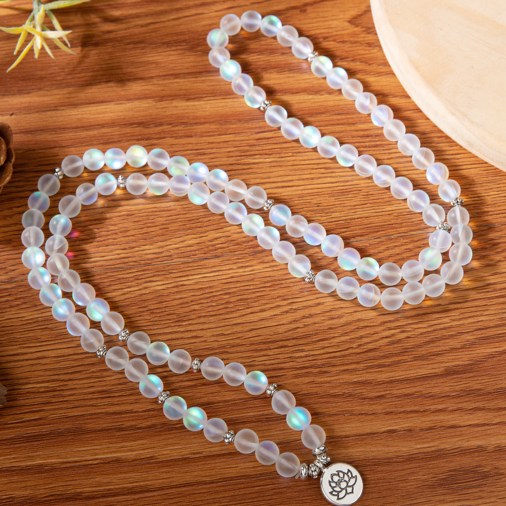 108 Mala Beads Aqua Angel Aura Quartz Mermaid Crystal Healing Stone Br –  EvelynCreations