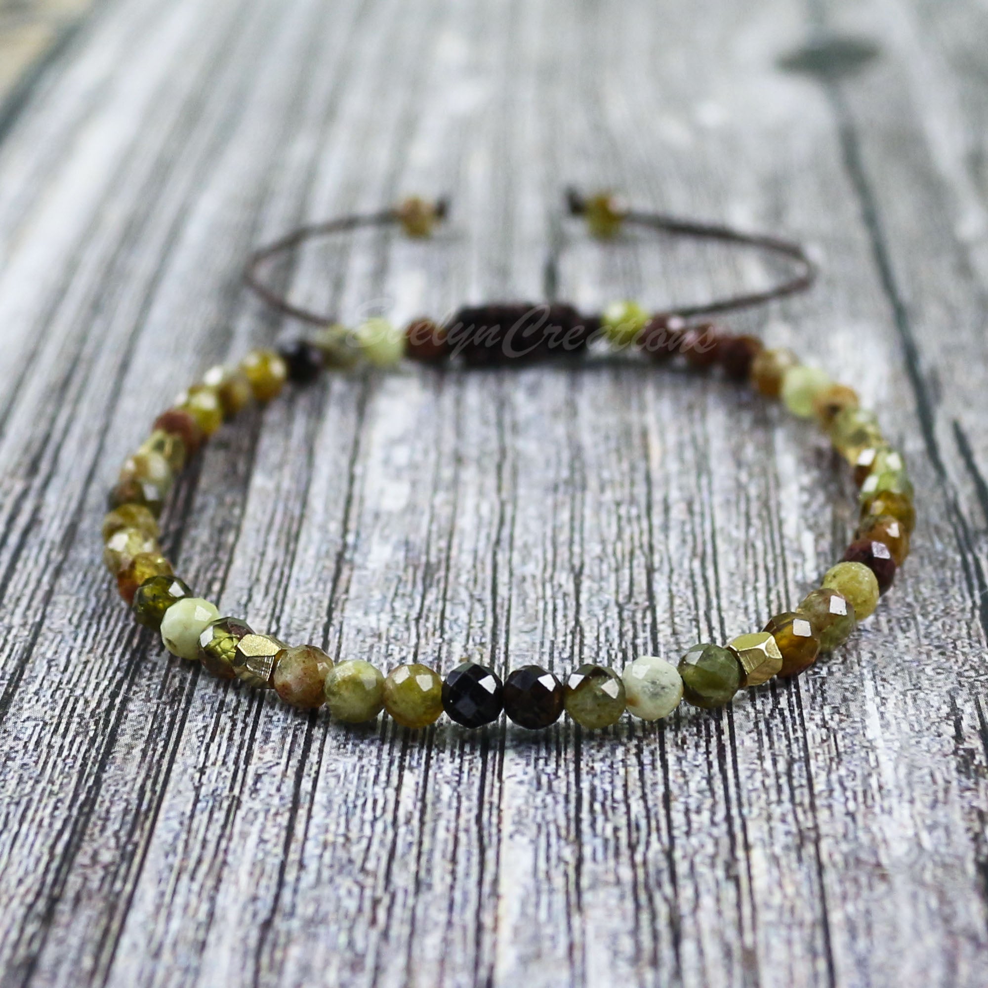 Natural Grossular Garnet Dainty Bracelet