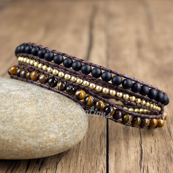 Tiger's Eye Healing Stone Black Onyx Bracelet