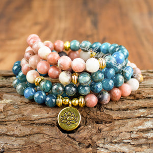 108 Beads Mala Apatite Stone Bracelet Mala Prayer 5 Strands Healing Necklace