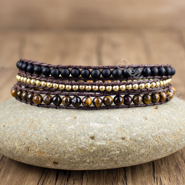 Tiger's Eye Healing Stone Black Onyx Bracelet