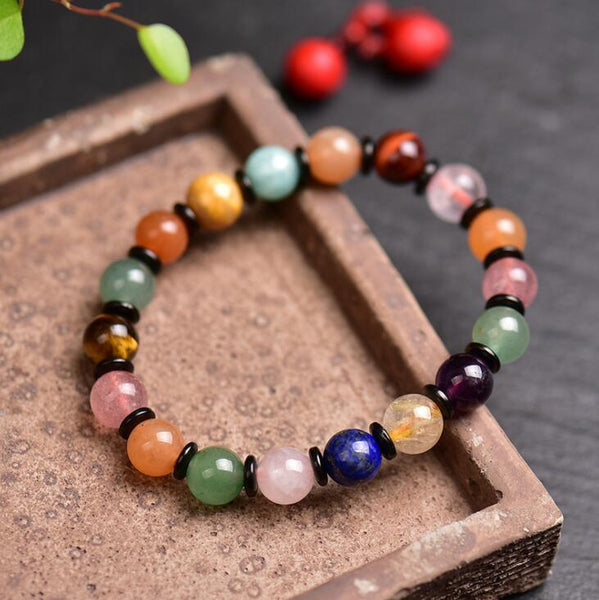 Natural 8mm Gemstone Round Beaded Bracelet