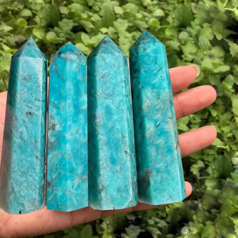 Natural Amazonite Tower Healing Crystal Point Wand