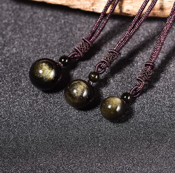 Natural Gold Obsidian Necklace