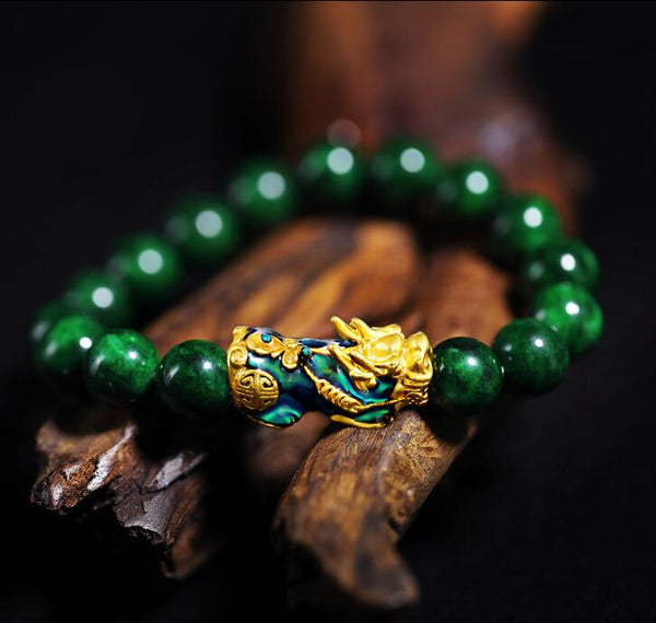 Green Jade Feng Shui Pi Xiu Good Luck Bracelet