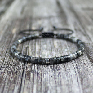 Natural Black Moonstone Dainty Bracelet