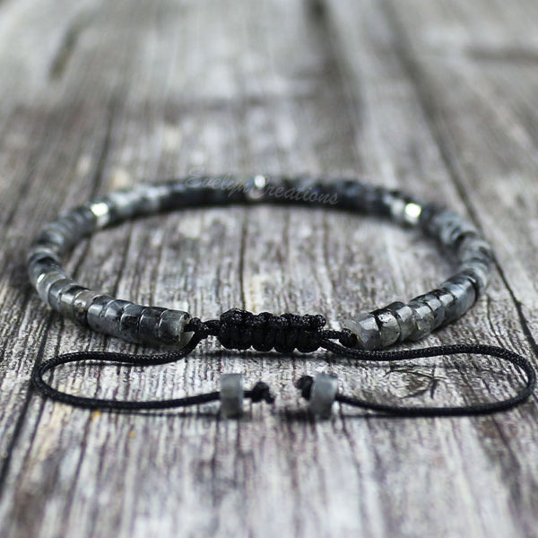 Natural Black Moonstone Dainty Bracelet