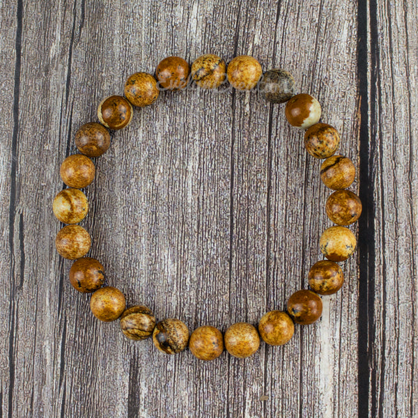 Natural Picture Jasper Stone Beaded Bracelet