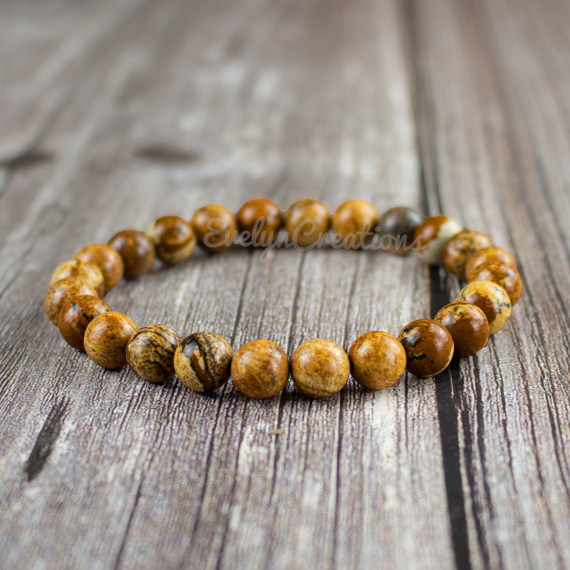 Natural Picture Jasper Stone Beaded Bracelet