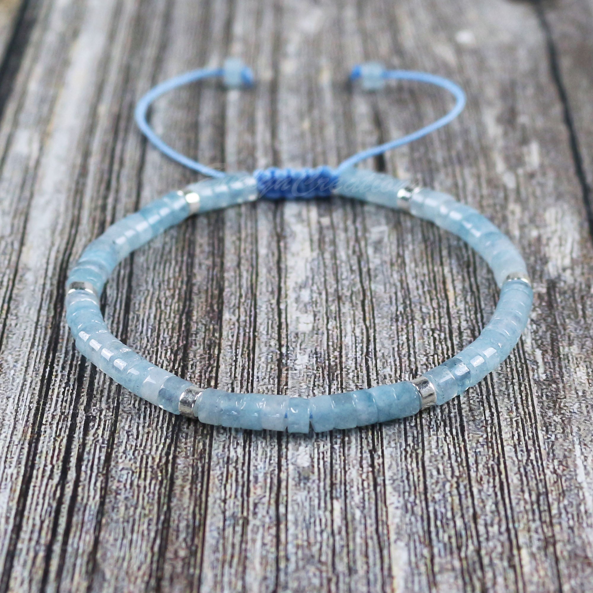 Minimalist Dainty Aquamarine Stone Healing Bracelet