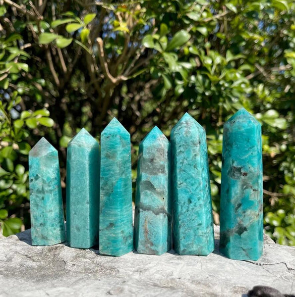Natural Amazonite Tower Healing Crystal Point Wand