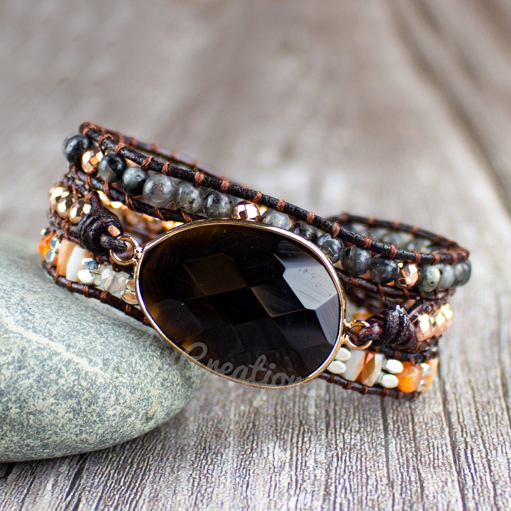 Onyx Silver Stretchy Bracelet - Gemstone Healing Stone Jewelry