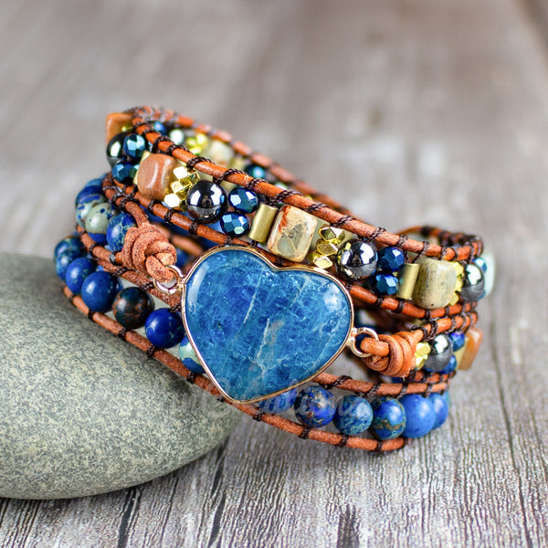 Natural Apatite Heart Stone Bracelet