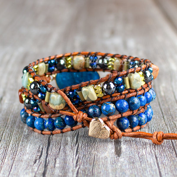 Natural Apatite Heart Stone Bracelet