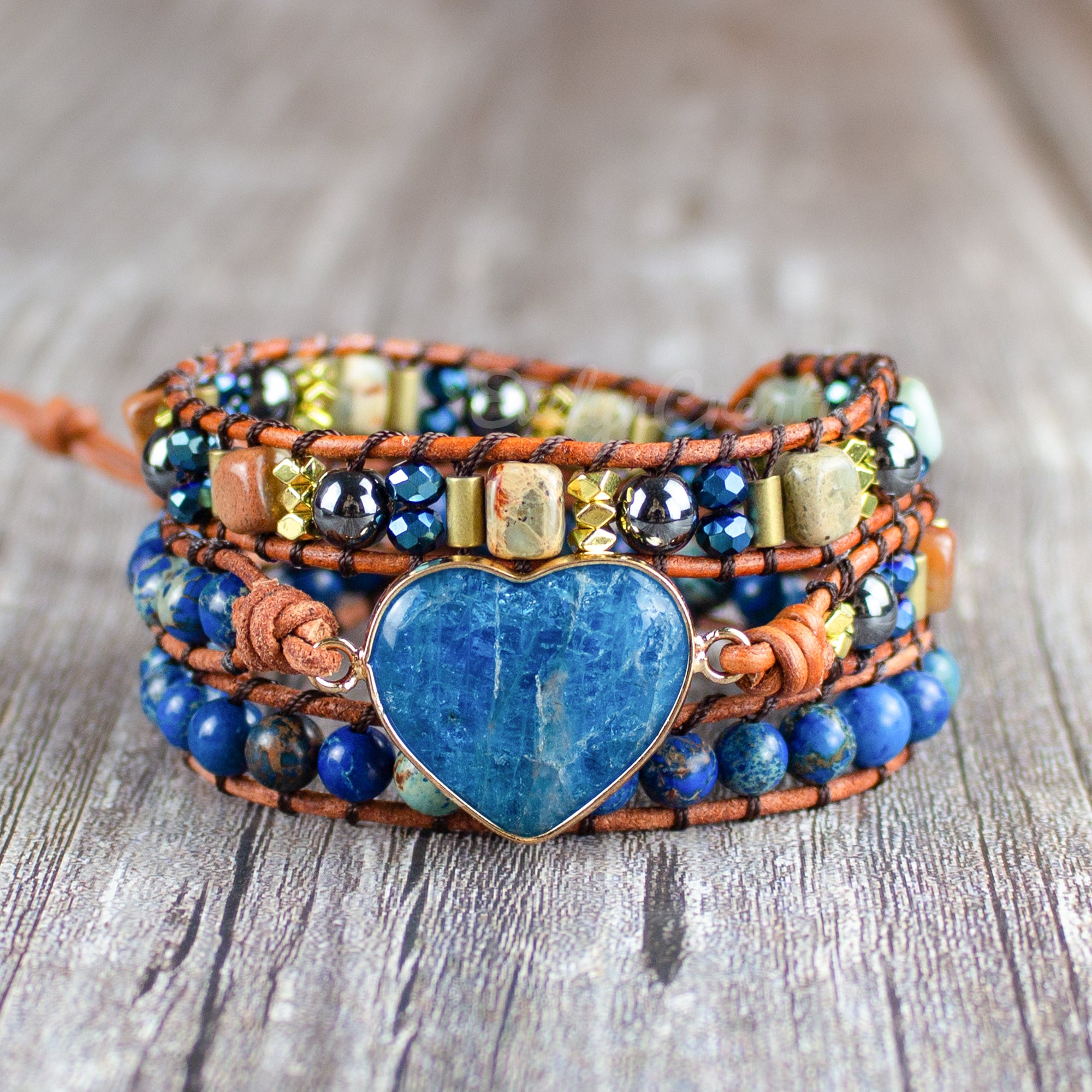 Natural Apatite Heart Stone Bracelet