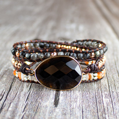 Natural Stone Black Onyx Healing Crystal Bracelet