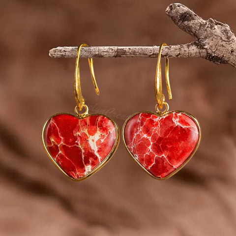 Natural Heart Shaped Stone Earrings