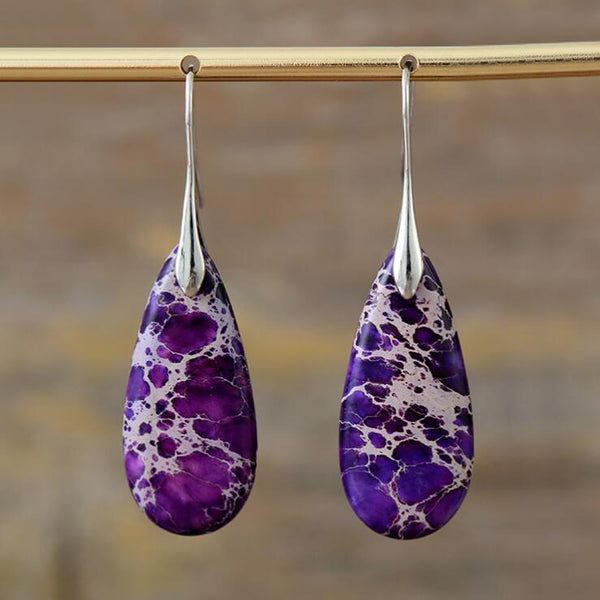 Purple Sea Sediment Teardrop Earrings