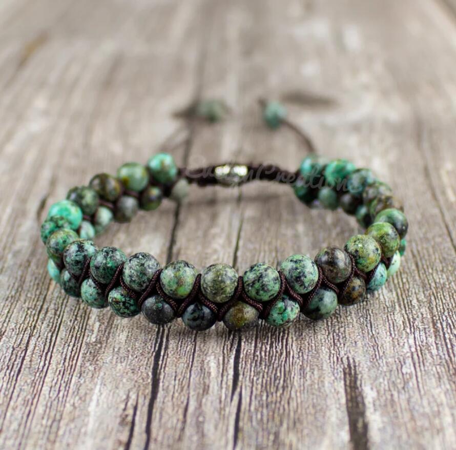 Handmade Natural African Turquoise Stone Braided Bracelet
