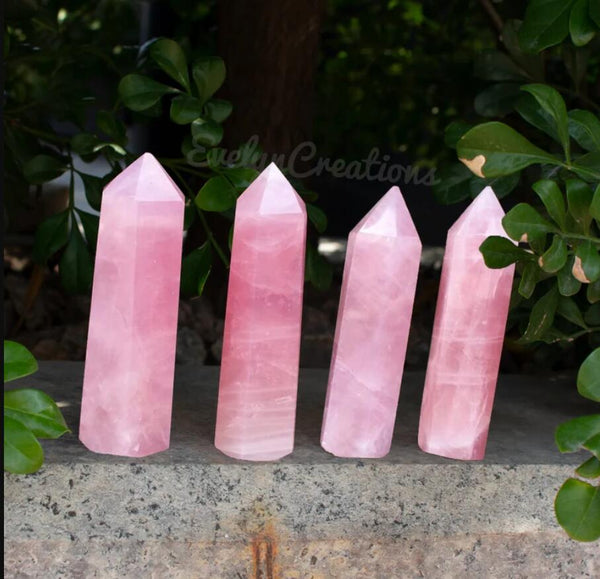 Natural Spiritual Meditation Energy Reiki Healing Rose Quartz Points Wand
