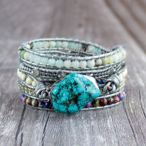 Natural Raw Turquoise Stone Spiritual Protection Healing Crysatl Bracelet