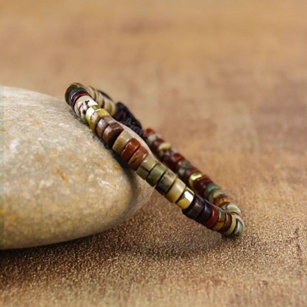 Natural Red Creek Jasper Stone Healing Calming Bracelet