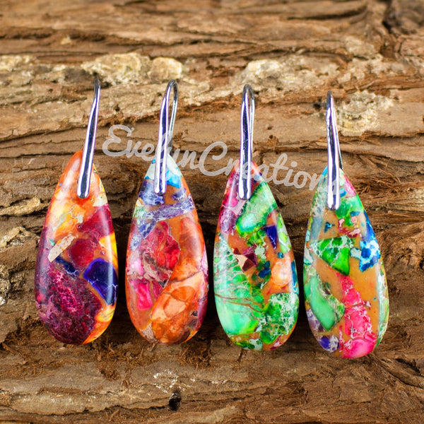 Natural Galaxy Sea Sediment Jasper Stone Healing Earrings