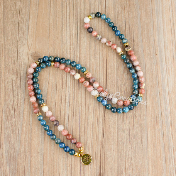 108 Beads Mala Apatite Stone Bracelet Mala Prayer 5 Strands Healing Necklace