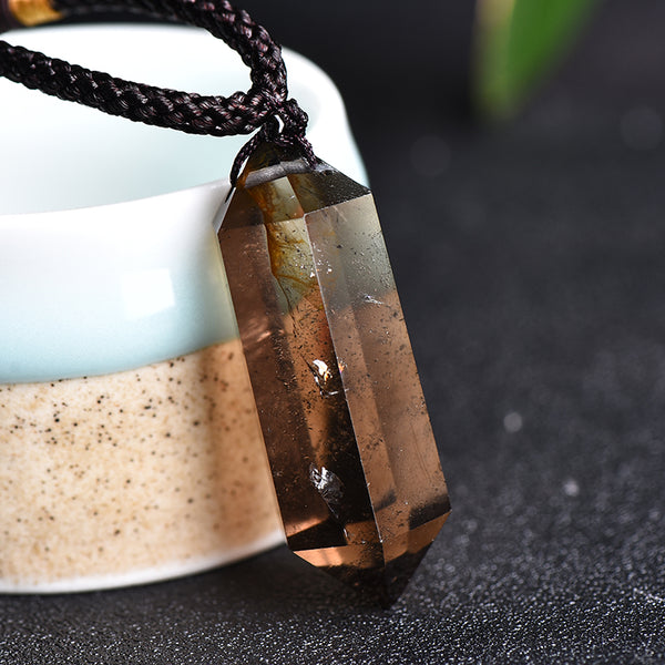 Smoky Quartz Pendant Necklace-Natural Stone Healing Balancing Necklace