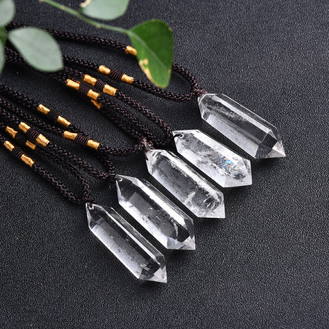 Raw Clear Quartz Pendant Necklace-Natural Stone Healing Balancing Necklace