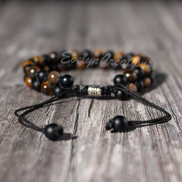 Matte Tiger's Eye Black Onyx Stone Healing Bracelet