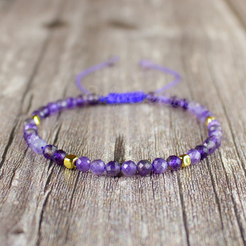 Natural Amethyst Stone Braided Bracelet