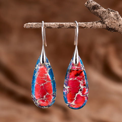 Natural Gemstone Galaxy Sea Sediment Drop Earrings