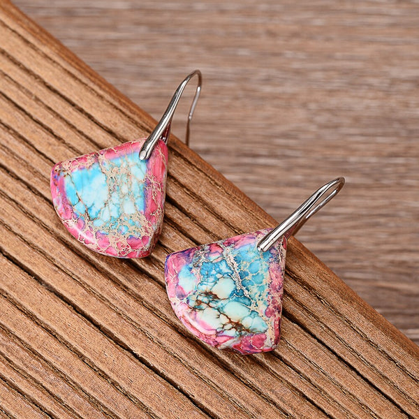 Natural Gemstone Sea Sediment Drop Earrings