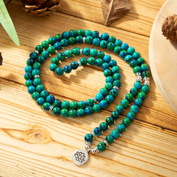 Chrysocolla Stone 108 Beads Mala Healing Bracelet Balance Meditation Bracelet