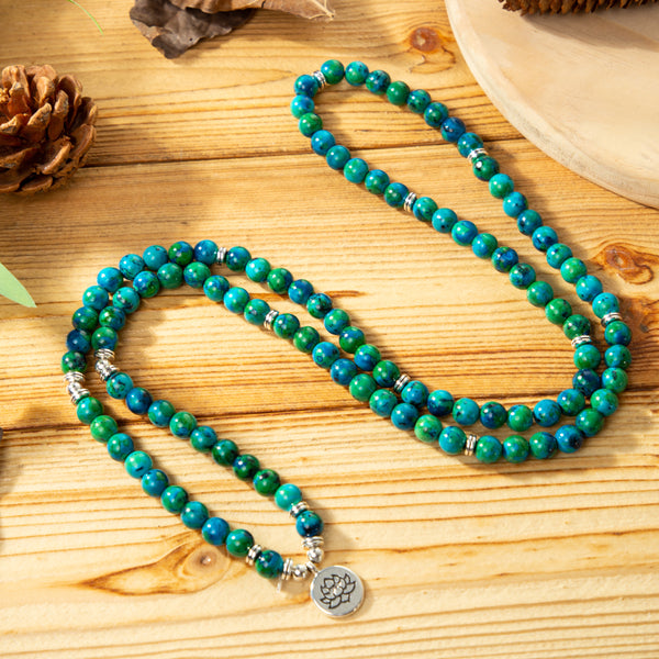 Chrysocolla Stone 108 Beads Mala Healing Bracelet Balance Meditation Bracelet