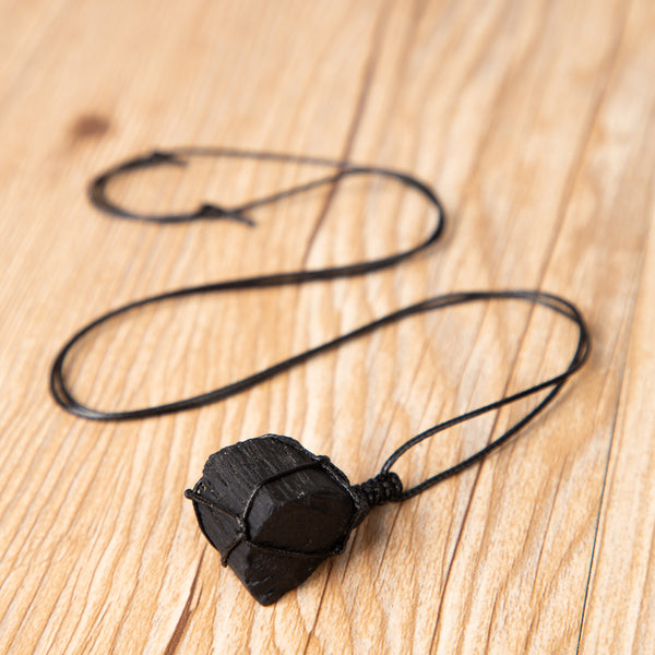 Raw Black Tourmaline Pendant Necklace